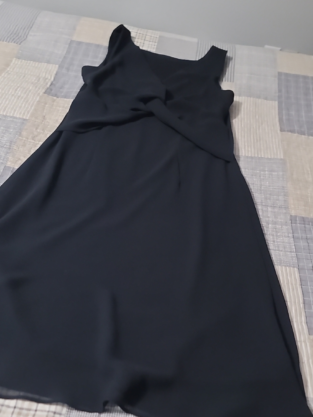 Classic Black Sleeveless Twist-Front Dress